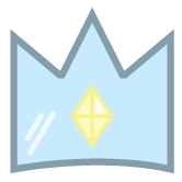 A blue crown with yellow jewel.